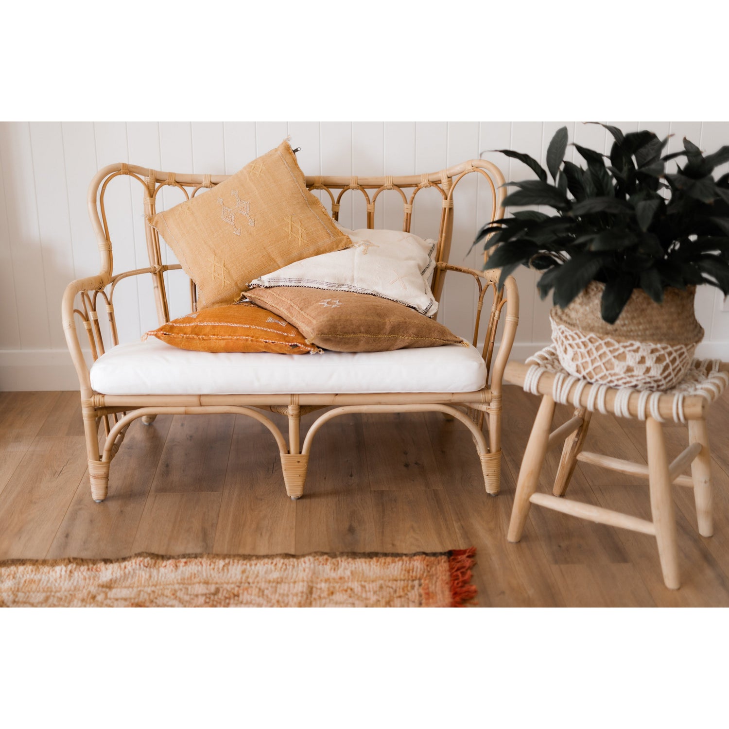 Gold Ochre Cactus Silk Pillow - Ethical Luxury Artisan Cushion | Wild Throw Co.