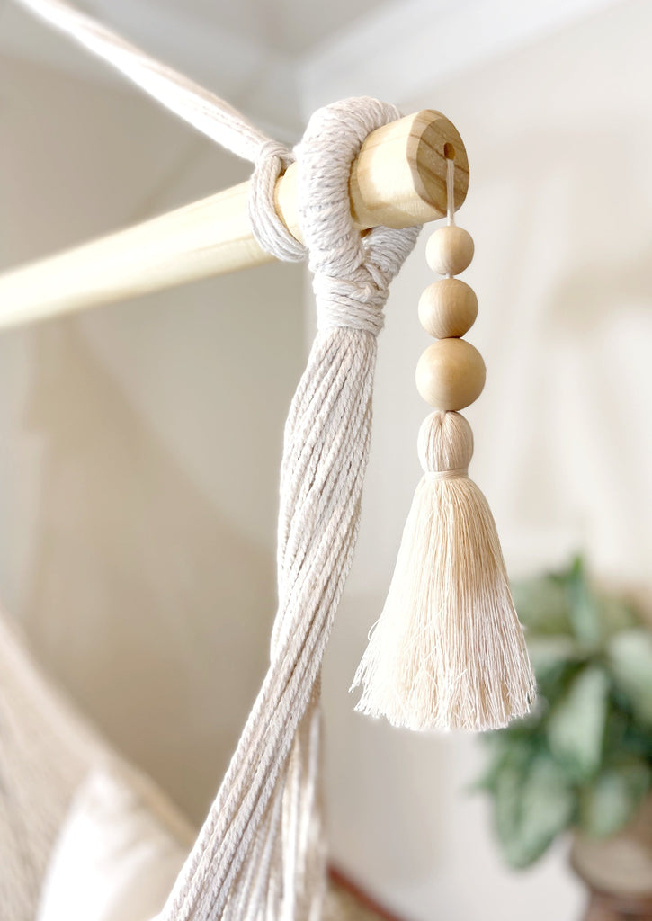 Woven Macrame Hanging Chair with Tassels in Diana Stye | 2 Piece Set