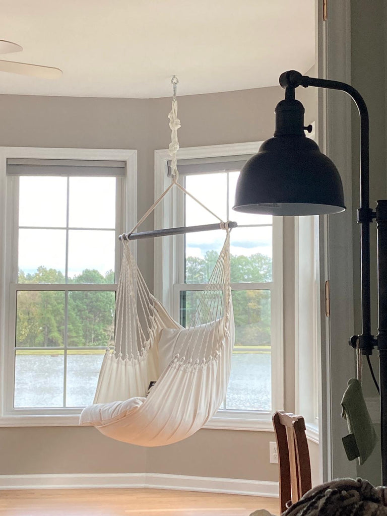 Classic Ivory White Hammock Chair Swing - Luxurious Artisan Crafted Comfort | Wild Throw Co.