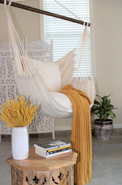 Classic Ivory White Hammock Chair Swing - Luxurious Artisan Crafted Comfort | Wild Throw Co.