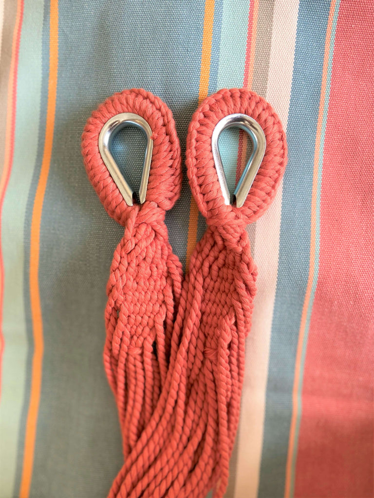 Striped Pink and Light Blue Cotton Canvas Hammock in Pastel | 2 Piece Set