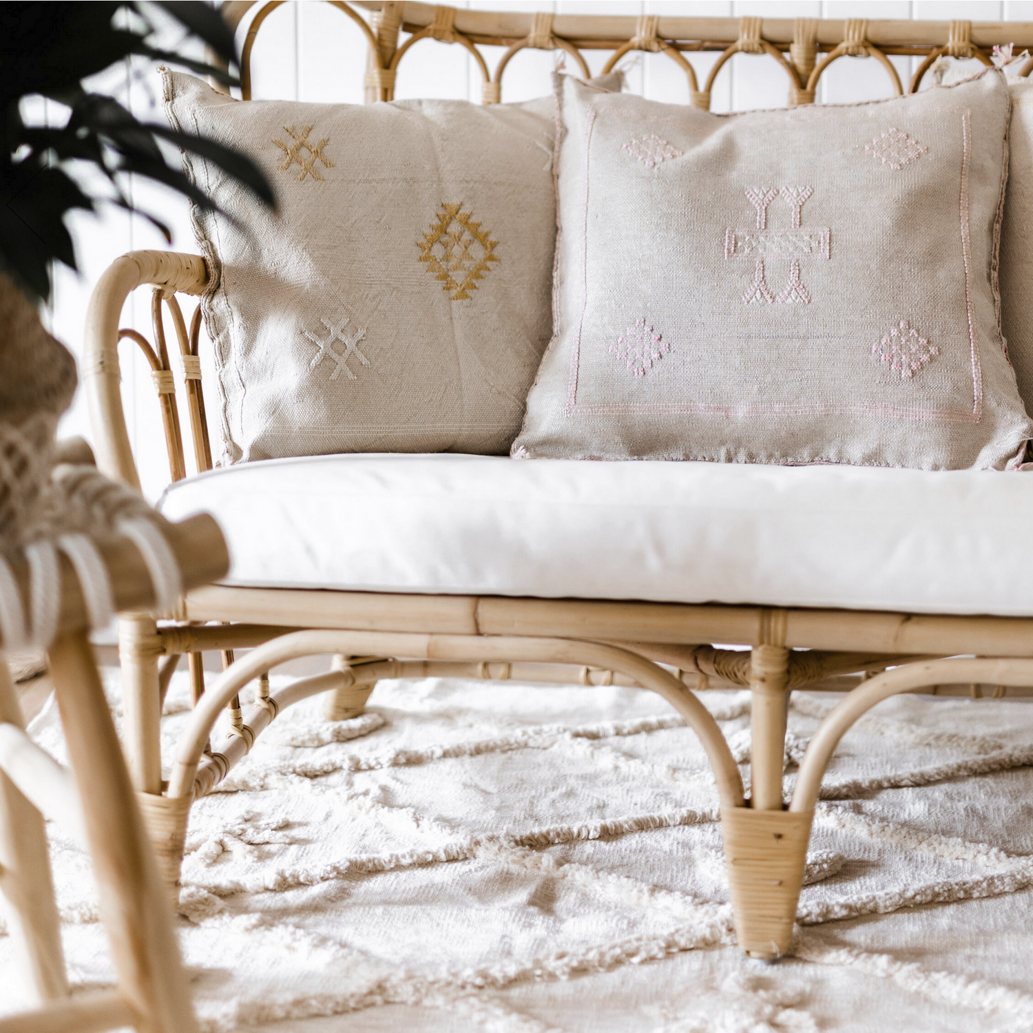 Cactus Silk Pillow By Wild Throw Co. - Creamy Beige
