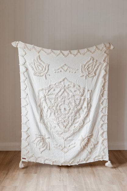Wild Mandala White Rug - Artistic Cotton Masterpiece | Wild Throw Co.