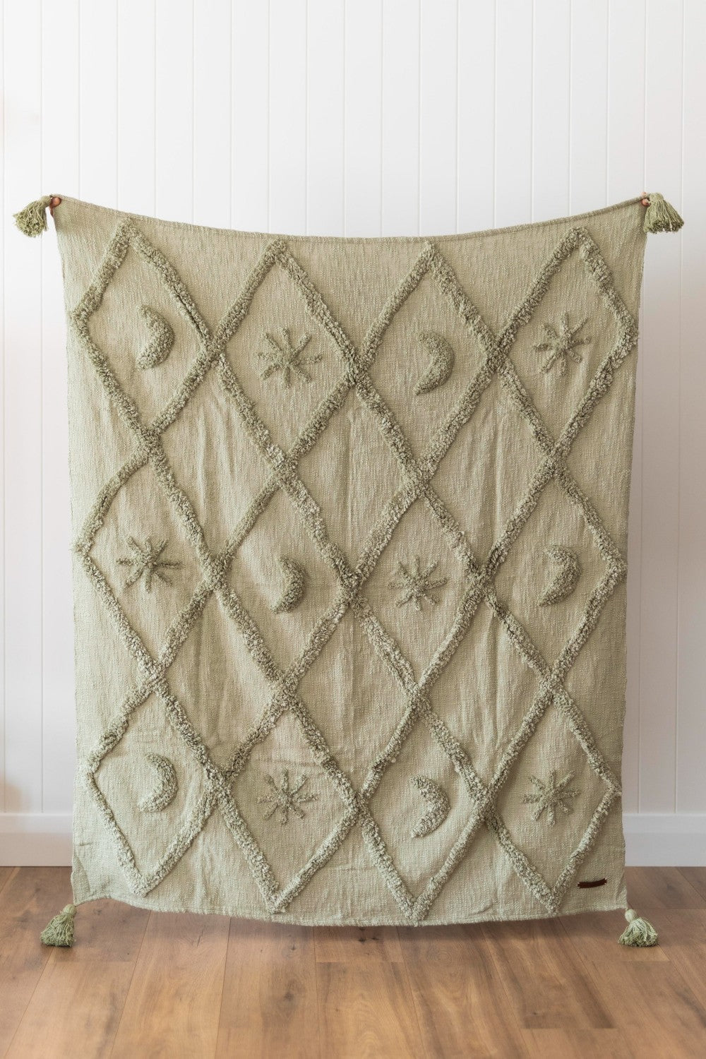 Wild Moonshine Sage Rug - Celestial Design, Natural Cotton | Wild Throw Co.&quot;