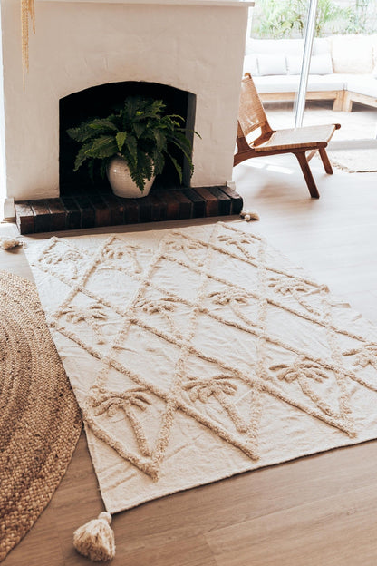 Wild Palm Rug by Wild Throw Co. - Cream